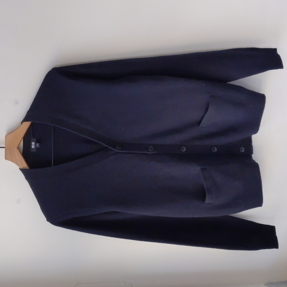 Uniqlo Cardigan Sweater Dark Navy Blue Wool Women's Small